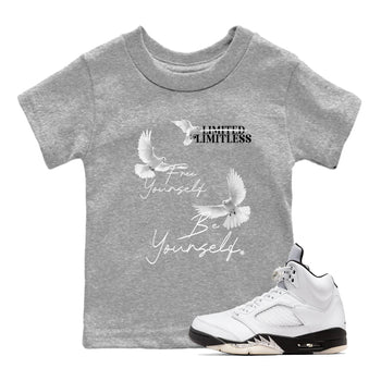 5s White Black shirts to match jordans Free Yourself Be Yourself sneaker match tees Air Jordan 5 White Black match shoes to clothes SNRT Sneaker Tees Youth Baby Heather Grey 1 tee