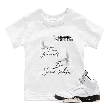5s White Black shirts to match jordans Free Yourself Be Yourself sneaker match tees Air Jordan 5 White Black match shoes to clothes SNRT Sneaker Tees Youth Baby White 1 tee
