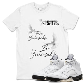 5s White Black shirts to match jordans Free Yourself Be Yourself sneaker match tees Air Jordan 5 White Black match shoes to clothes SNRT Sneaker Tees unisex cotton White 1 shirts