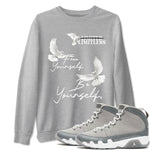 9s Cool Grey shirts to match jordans Free Yourself Be Yourself sneaker match tees Air Jordan 9 Cool Grey match shoes to clothes SNRT Sneaker Tees unisex cotton Heather Grey 1 shirts