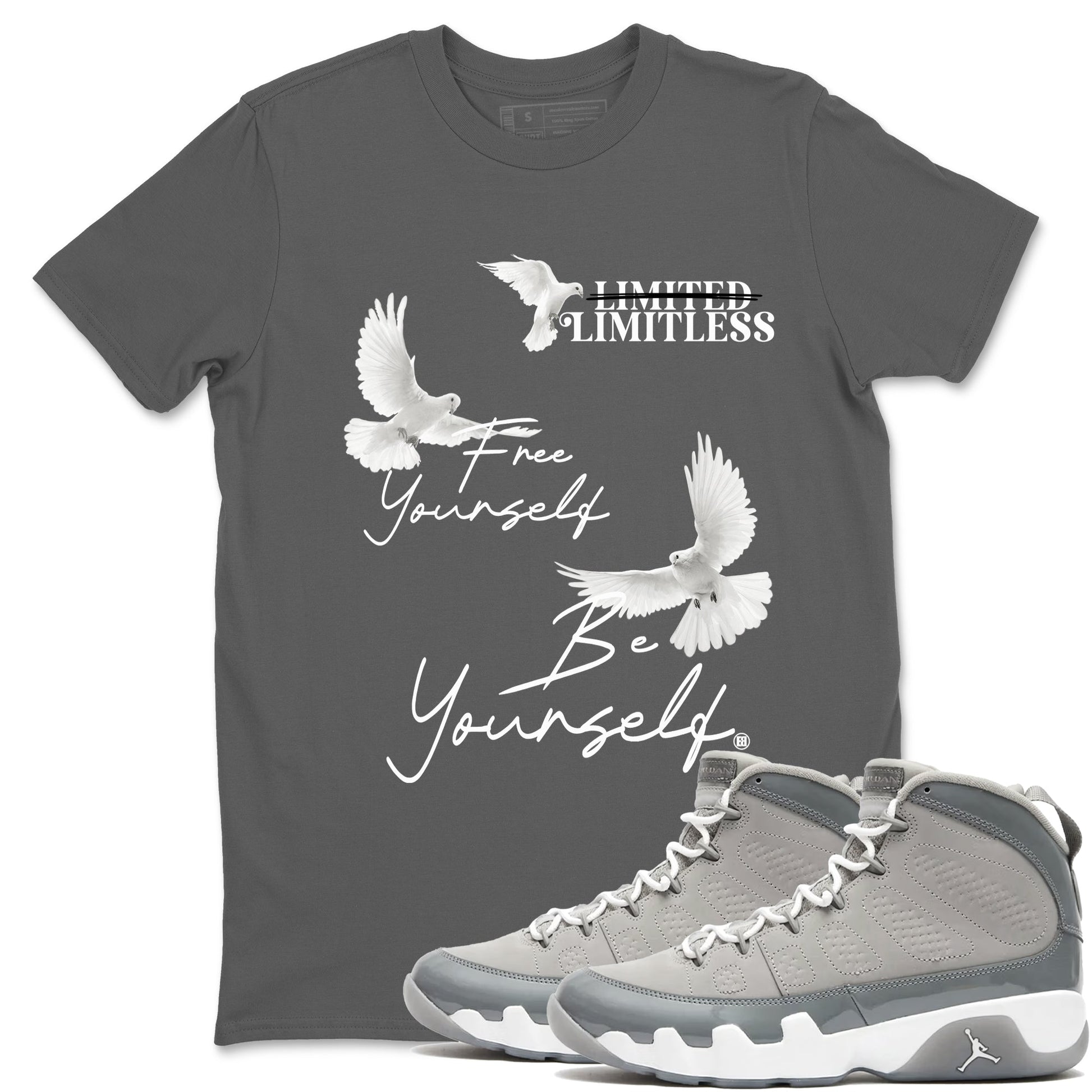 9s Cool Grey shirts to match jordans Free Yourself Be Yourself sneaker match tees Air Jordan 9 Cool Grey match shoes to clothes SNRT Sneaker Tees unisex cotton Cool Grey 1 shirts