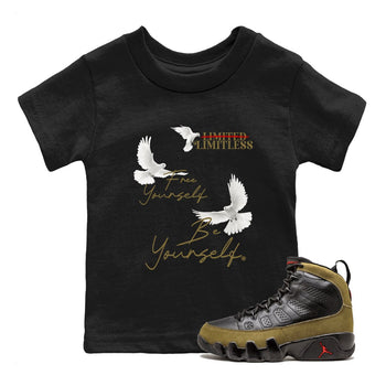 9s Olive shirts to match jordans Free Yourself Be Yourself sneaker match tees Air Jordan 9 Olive match shoes to clothes SNRT Sneaker Tees Youth Baby Black 1 tee