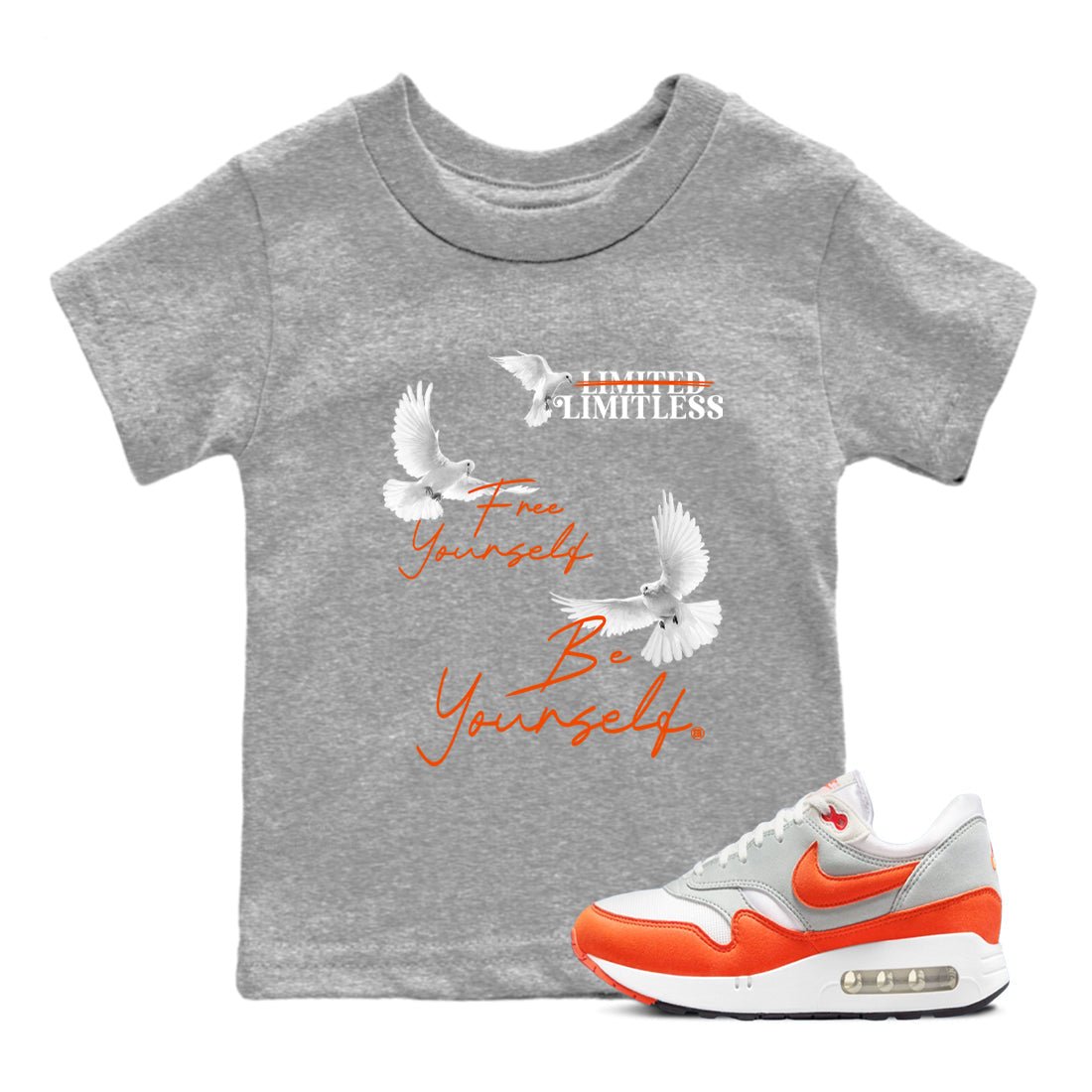 Air Max 1 OG '86 'Summit White and Cosmic Clay shirts to match jordans Free Yourself Be Yourself sneaker match tees Air Max 1 Cosmic Clay match shoes to clothes SNRT Sneaker Tees Youth Baby Heather Grey 1 tee