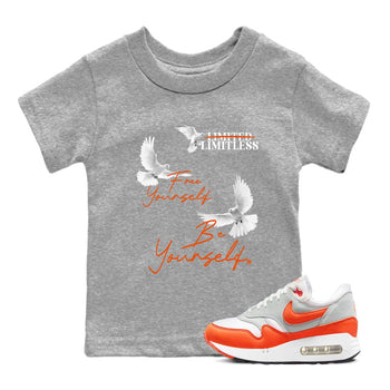 Air Max 1 OG '86 'Summit White and Cosmic Clay shirts to match jordans Free Yourself Be Yourself sneaker match tees Air Max 1 Cosmic Clay match shoes to clothes SNRT Sneaker Tees Youth Baby Heather Grey 1 tee