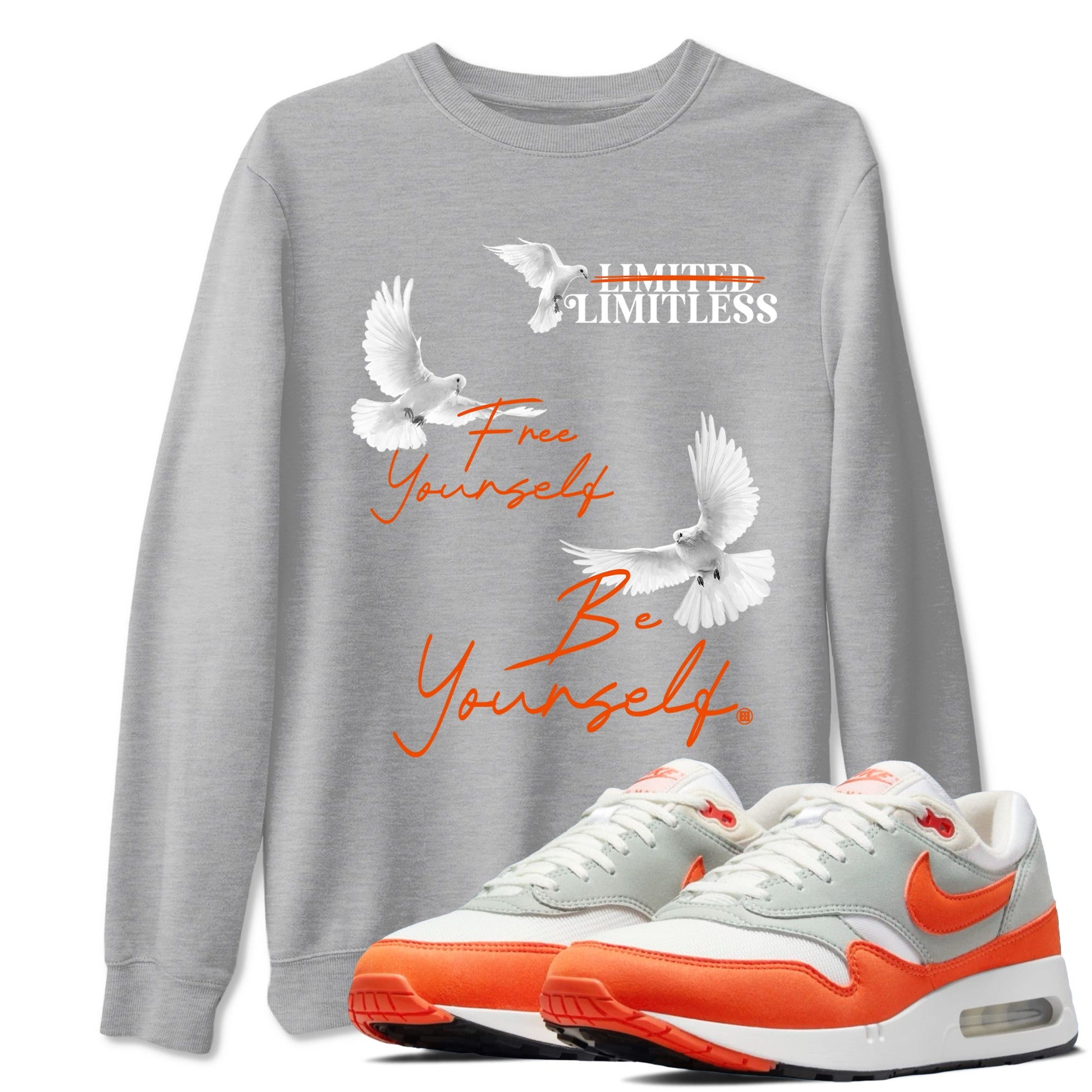 Air Max 1 OG '86 'Summit White and Cosmic Clay shirts to match jordans Free Yourself Be Yourself sneaker match tees Air Max 1 Cosmic Clay match shoes to clothes SNRT Sneaker Tees unisex cotton Heather Grey 1 shirts