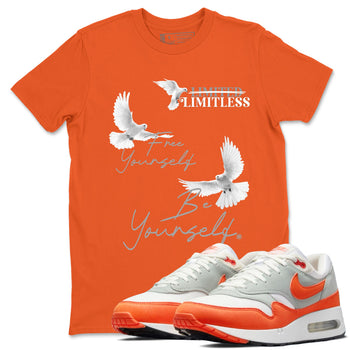 Air Max 1 OG '86 'Summit White and Cosmic Clay shirts to match jordans Free Yourself Be Yourself sneaker match tees Air Max 1 Cosmic Clay match shoes to clothes SNRT Sneaker Tees unisex cotton Orange 1 shirts