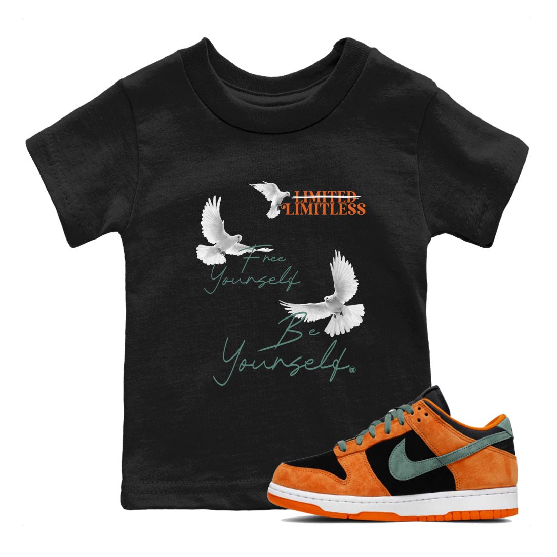 Dunk Low Ceramic shirts to match jordans Free Yourself Be Yourself sneaker match tees Dunk Ceramic match shoes to clothes SNRT Sneaker Tees Youth Baby Black 1 tee