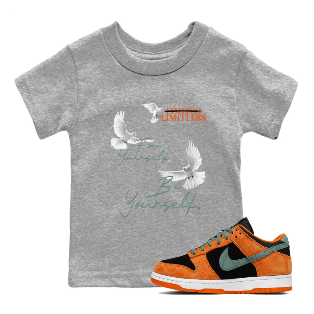Dunk Low Ceramic shirts to match jordans Free Yourself Be Yourself sneaker match tees Dunk Ceramic match shoes to clothes SNRT Sneaker Tees Youth Baby Heather Grey 1 tee