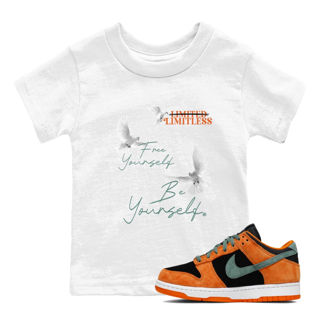 Dunk Low Ceramic shirts to match jordans Free Yourself Be Yourself sneaker match tees Dunk Ceramic match shoes to clothes SNRT Sneaker Tees Youth Baby White 1 tee