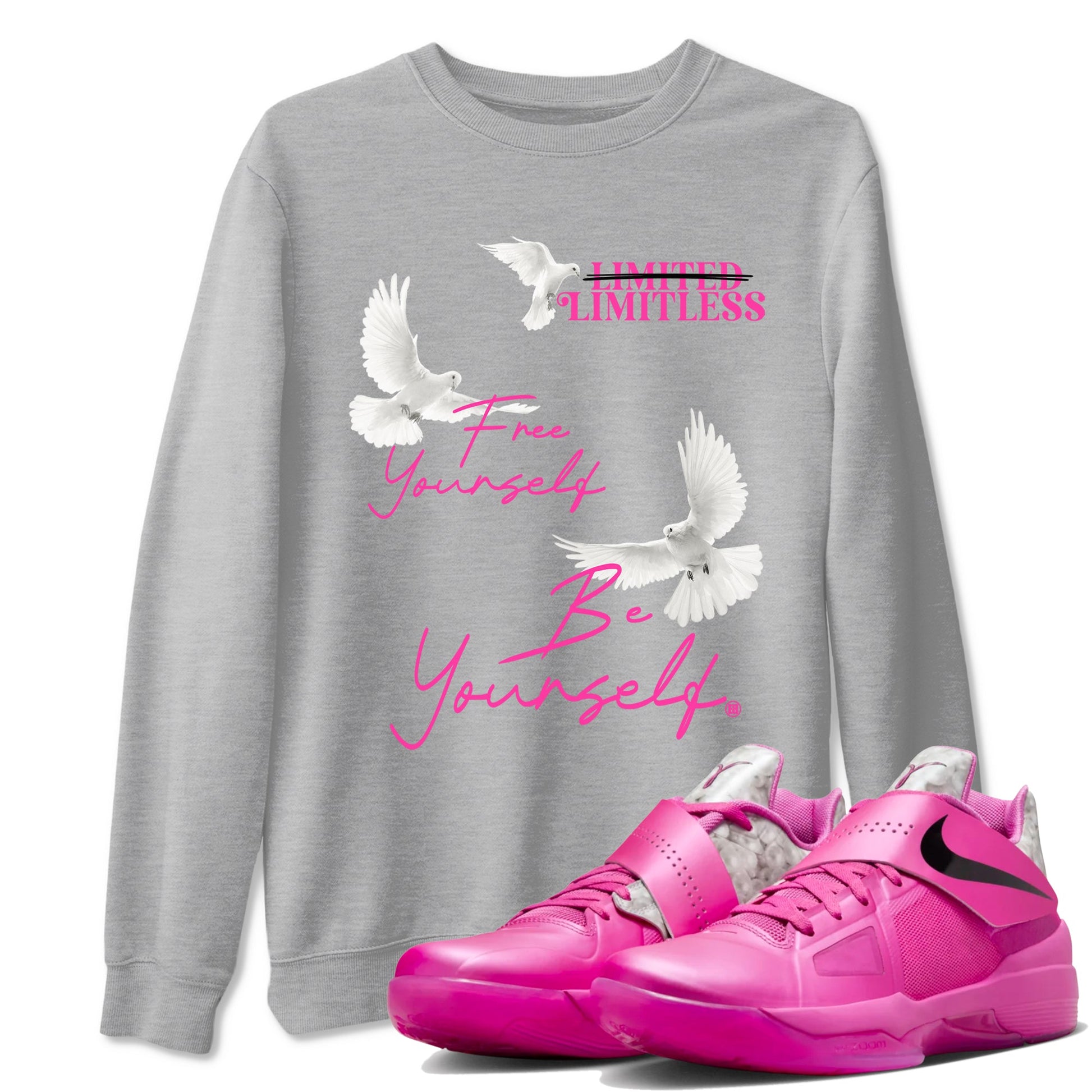 Nike KD 4 Retro Aunt Pearl shirts to match jordans Free Yourself Be yourself sneaker match tees Nike KD 4 Aunt Pearl match shoes to clothes SNRT Sneaker Tees unisex cotton Heather Grey 1 shirts