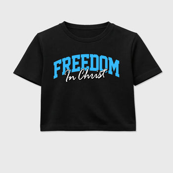 Best Sneakerfit Graphic Tee. Graphic Outfits. Sneaker Tees To Match Air Foamposite Pro University Blue Sneakers – Freedom In Christ Crop T-Shirt Black 2