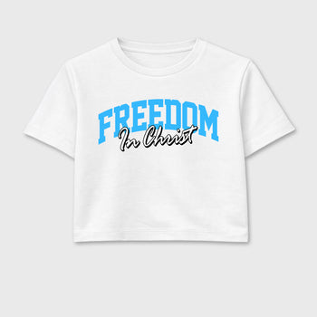 Best Sneakerfit Graphic Tee. Graphic Outfits. Sneaker Tees To Match Air Foamposite Pro University Blue Sneakers – Freedom In Christ Crop T-Shirt White 2