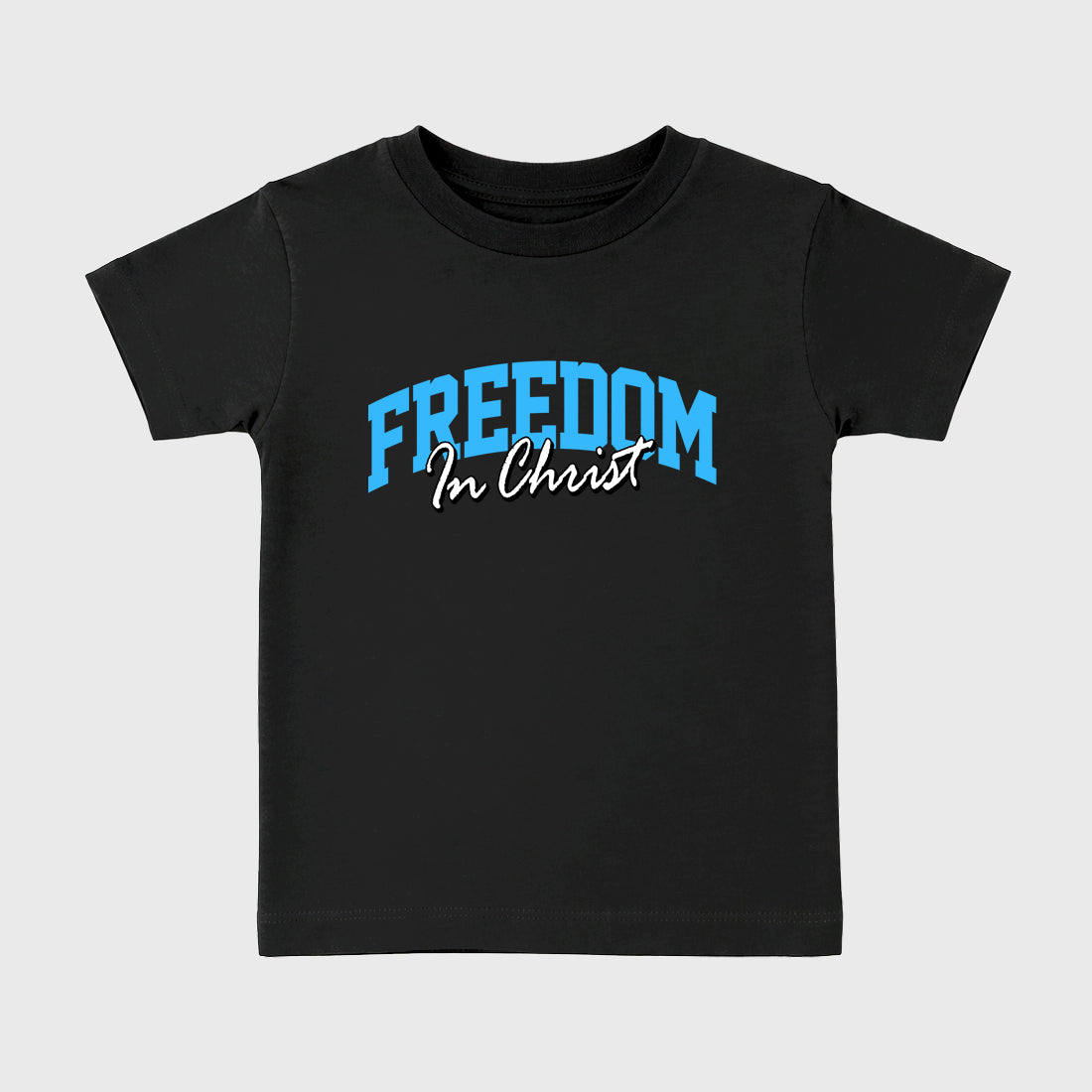 Best Sneakerfit Graphic Tee. Graphic Outfits. Sneaker Tees To Match Air Foamposite Pro University Blue Sneakers – Freedom In Christ Kids T-Shirt Black 2