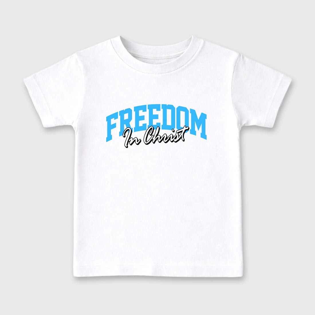 Best Sneakerfit Graphic Tee. Graphic Outfits. Sneaker Tees To Match Air Foamposite Pro University Blue Sneakers – Freedom In Christ Kids T-Shirt White 2