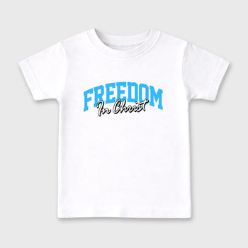 Best Sneakerfit Graphic Tee. Graphic Outfits. Sneaker Tees To Match Air Foamposite Pro University Blue Sneakers – Freedom In Christ Kids T-Shirt White 2