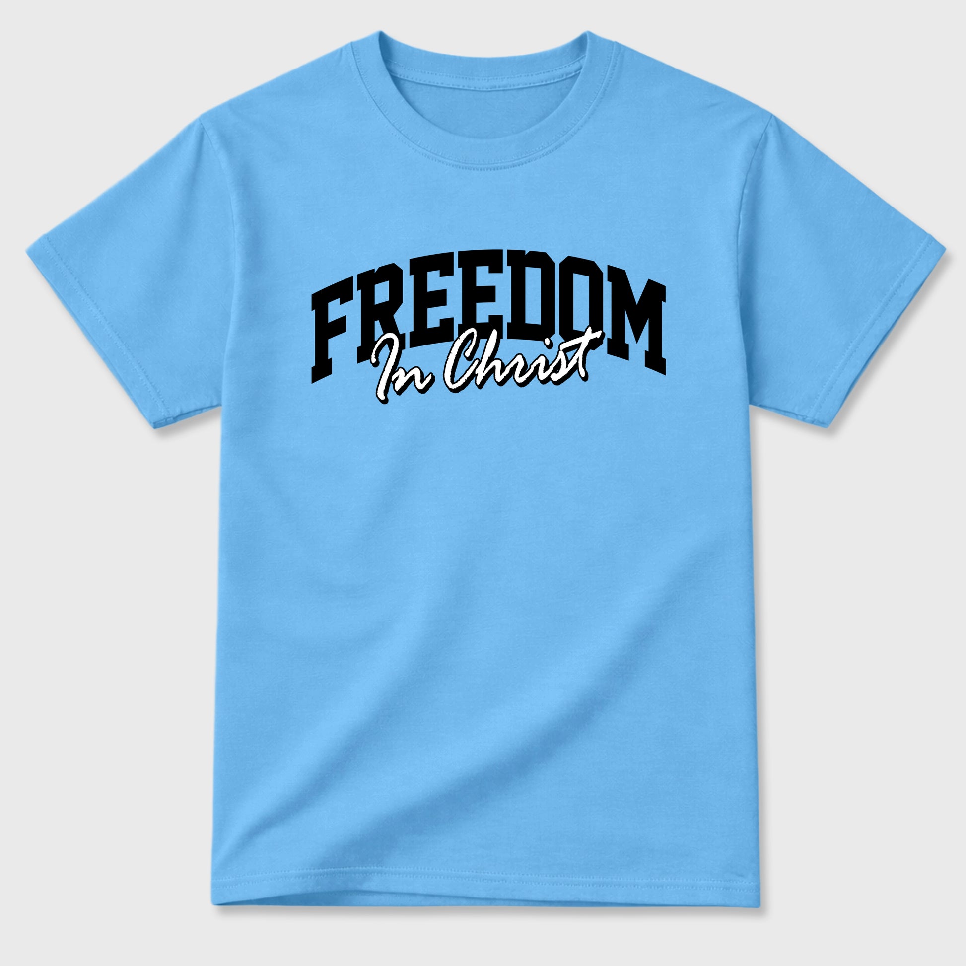 Best Sneakerfit Graphic Tee. Graphic Outfits. Sneaker Tees To Match Air Foamposite Pro University Blue Sneakers – Freedom In Christ Tee Carolina Blue 2