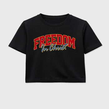 Sneakerfit for Sneakerheads – Sneaker Tees To Match Air Jordan 1 Union x Fragment Sneakers – Freedom In Christ Crop T-Shirt Black 2