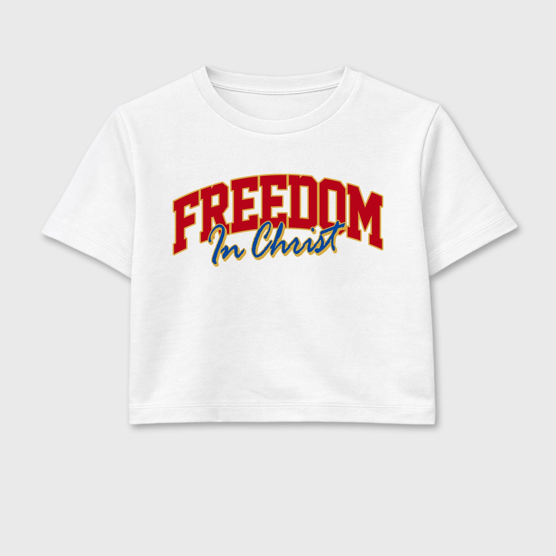 Sneakerfit for Sneakerheads – Sneaker Tees To Match Air Jordan 1 Union x Fragment Sneakers – Freedom In Christ Crop T-Shirt White 2