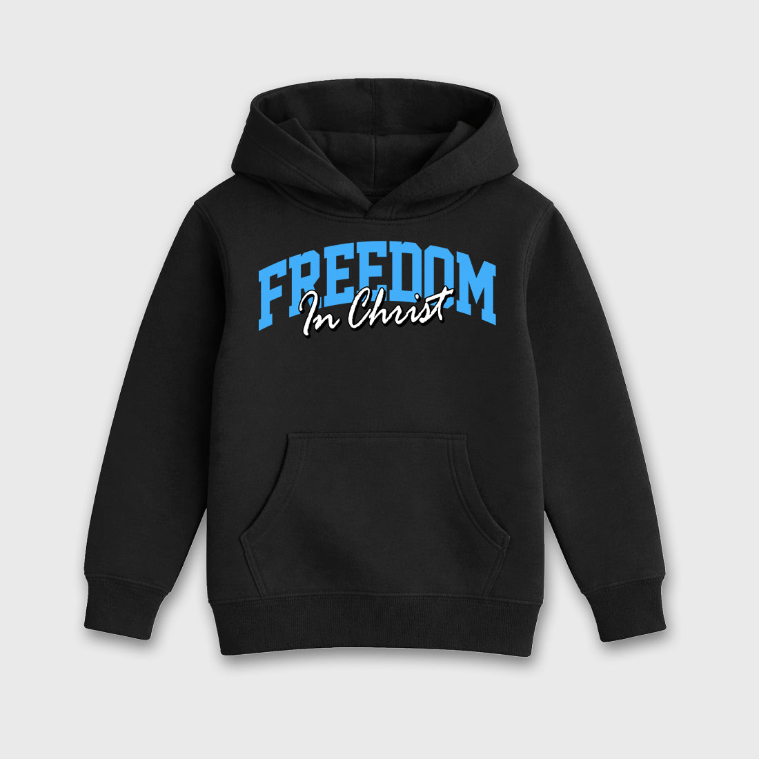 Sneaker match tees – Sneaker Tees To Match Air Jordan 14 University Blue Shoes – Freedom In Christ Kids T-Shirt Black 2