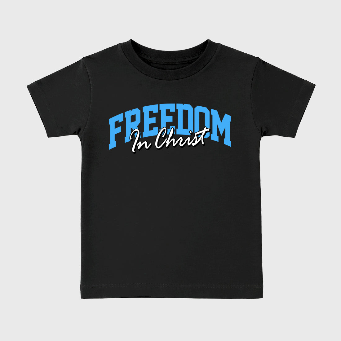 Sneaker match tees – Sneaker Tees To Match Air Jordan 14 University Blue Shoes – Freedom In Christ Kids T-Shirt Black 2