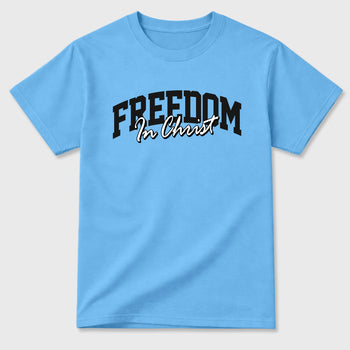 Sneaker match tees – Sneaker Tees To Match Air Jordan 14 University Blue Shoes – Freedom In Christ Tee Carolina Blue 2