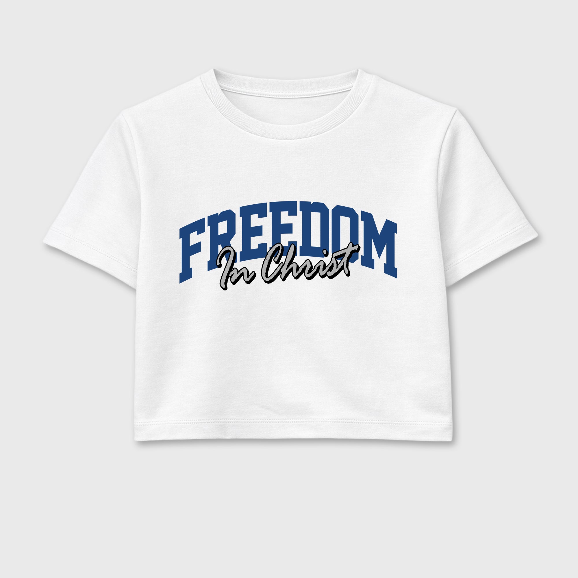 Freedom In Christ women’s crop tee designed to match the Air Jordan 3 True Blue, featuring coordinated White 2 options for a perfect streetwear vibe.