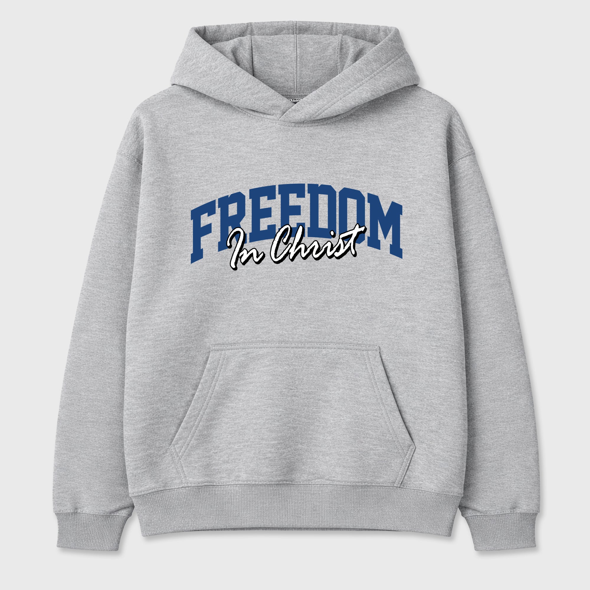 Freedom In Christ Graphic T-Shirt featuring original streetwear artwork designed to match the Air Jordan 3 True Blue. Heather Grey 2 Graphic Tee.