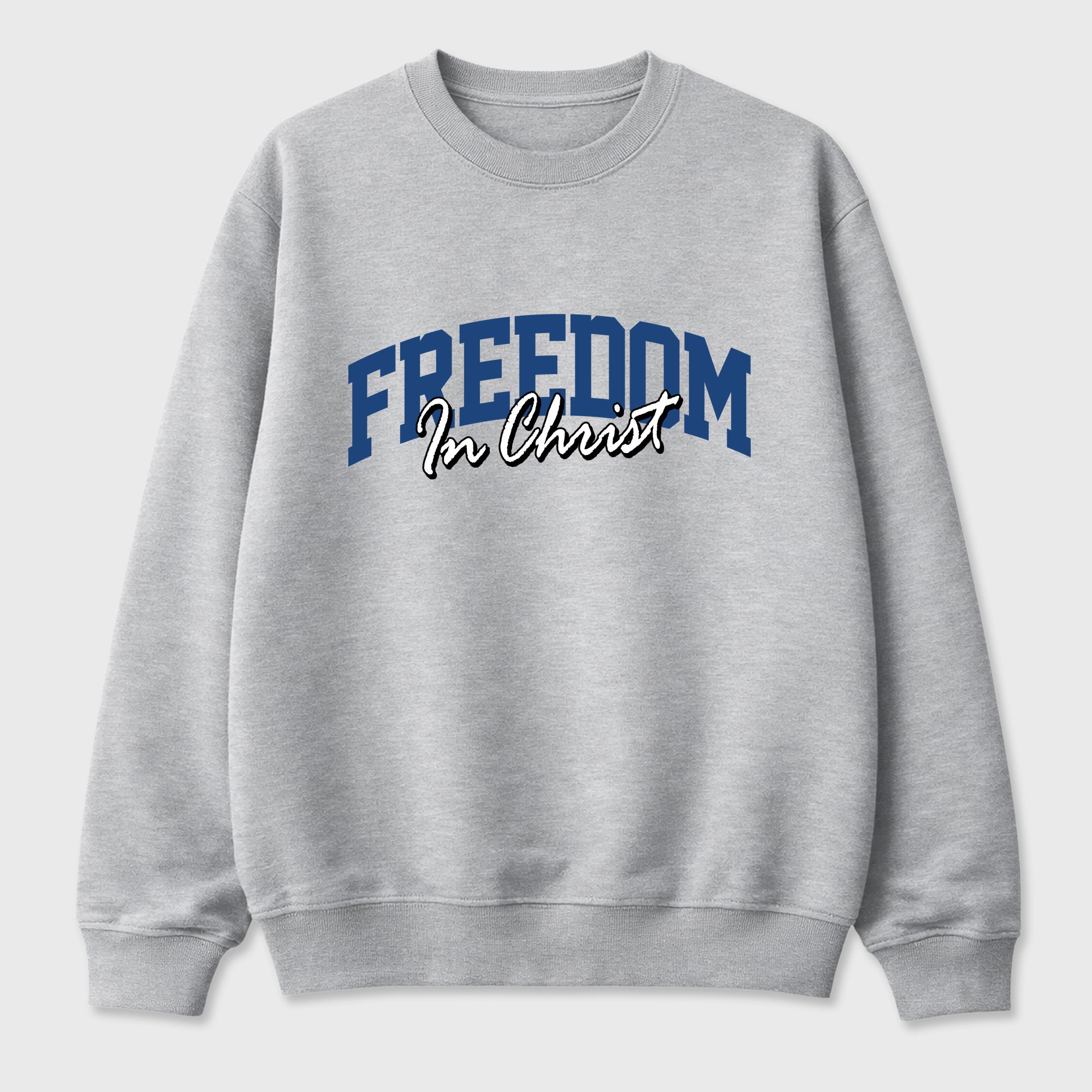 Freedom In Christ Graphic T-Shirt featuring original streetwear artwork designed to match the Air Jordan 3 True Blue. Heather Grey 2 Graphic Tee.