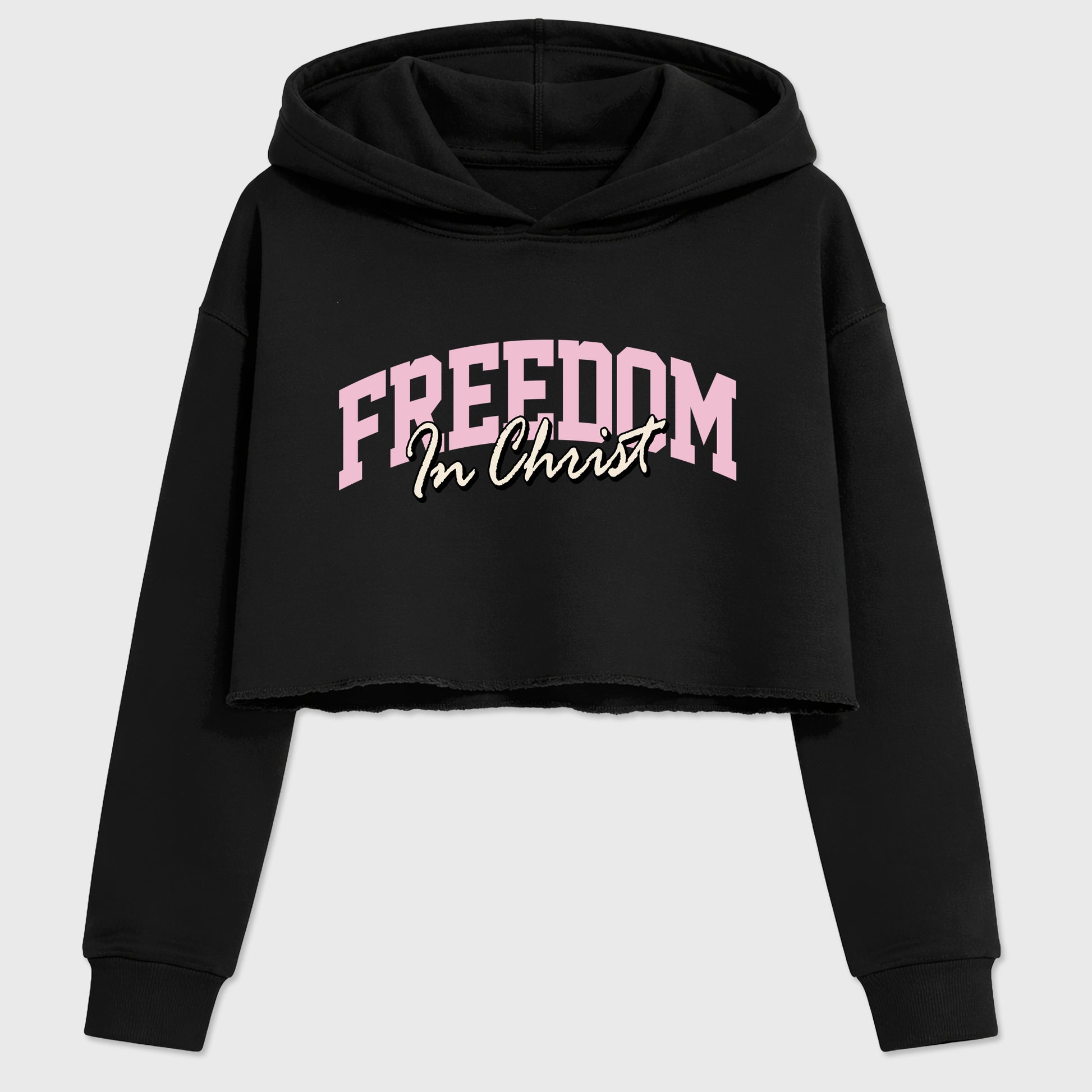 Sneaker match tees – Sneaker Tees To Match Air Jordan 4 Iced Carmine Shoes – Freedom In Christ Crop T-Shirt Black 2