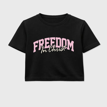 Sneaker match tees – Sneaker Tees To Match Air Jordan 4 Iced Carmine Shoes – Freedom In Christ Crop T-Shirt Black 2