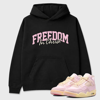 Sneaker match tees – Sneaker Tees To Match Air Jordan 4 Iced Carmine Shoes – Freedom In Christ Tee Black 1