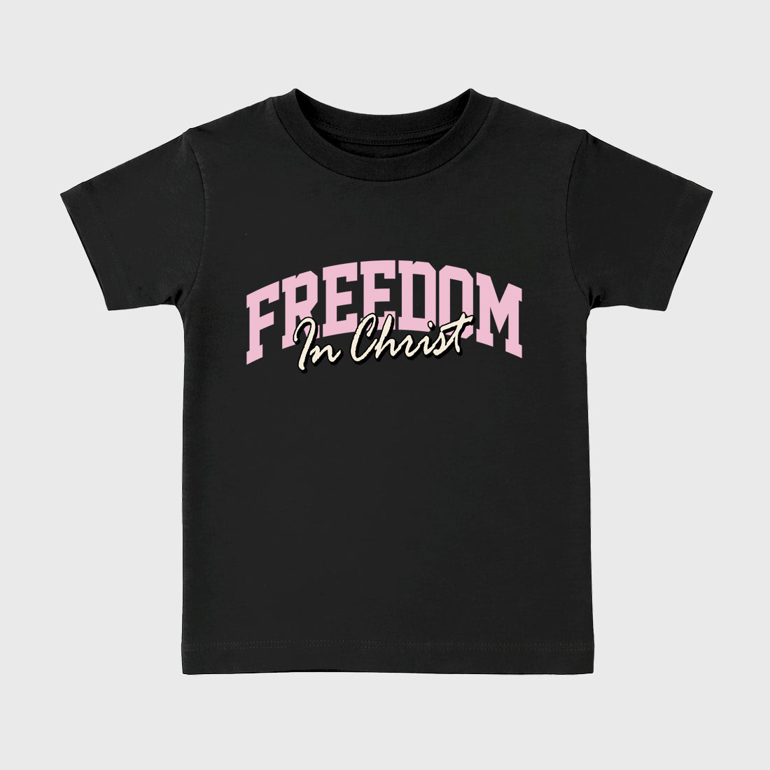 Sneaker match tees – Sneaker Tees To Match Air Jordan 4 Iced Carmine Shoes – Freedom In Christ Kids T-Shirt Black 2