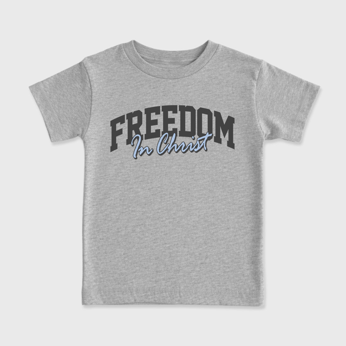 Sneakerfit for Sneakerheads – Sneaker Tees To Match Air Jordan 5 Wolf Grey Sneakers – Freedom In Christ Kids T-Shirt Heather Grey 2