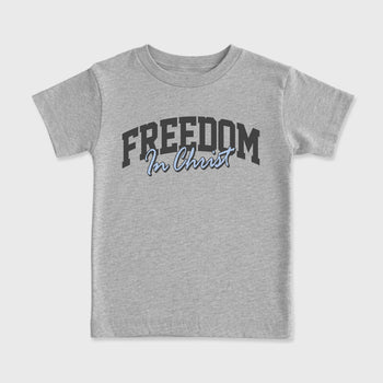 Sneakerfit for Sneakerheads – Sneaker Tees To Match Air Jordan 5 Wolf Grey Sneakers – Freedom In Christ Kids T-Shirt Heather Grey 2