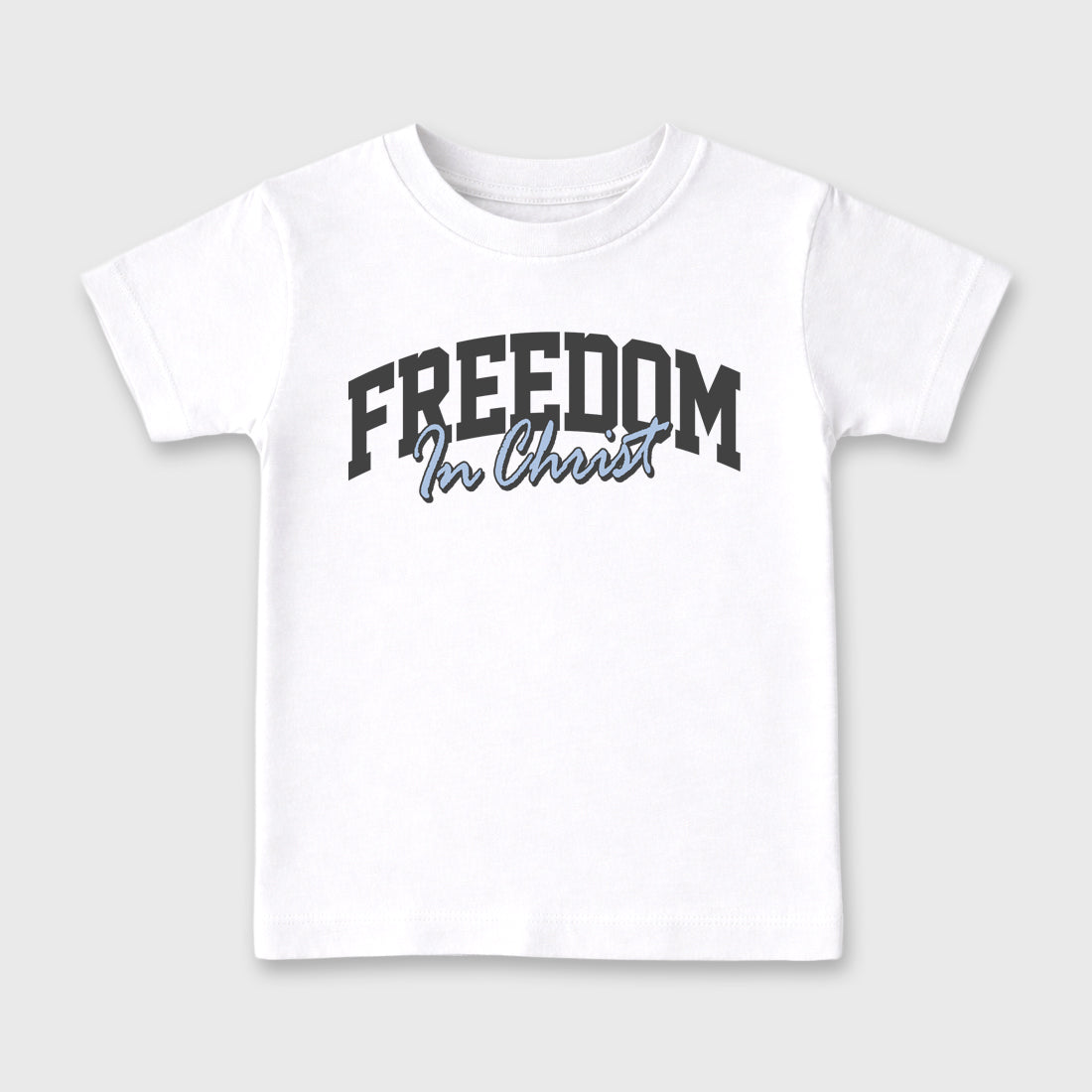 Sneakerfit for Sneakerheads – Sneaker Tees To Match Air Jordan 5 Wolf Grey Sneakers – Freedom In Christ Kids T-Shirt White 2