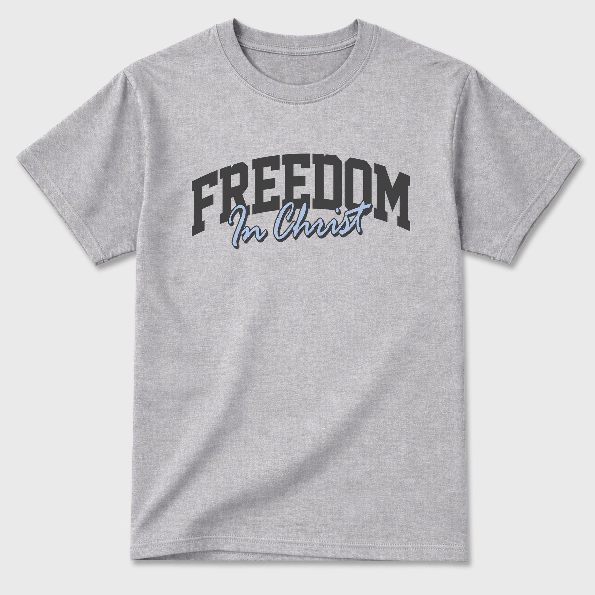 Sneakerfit for Sneakerheads – Sneaker Tees To Match Air Jordan 5 Wolf Grey Sneakers – Freedom In Christ Tee Heather Grey 2
