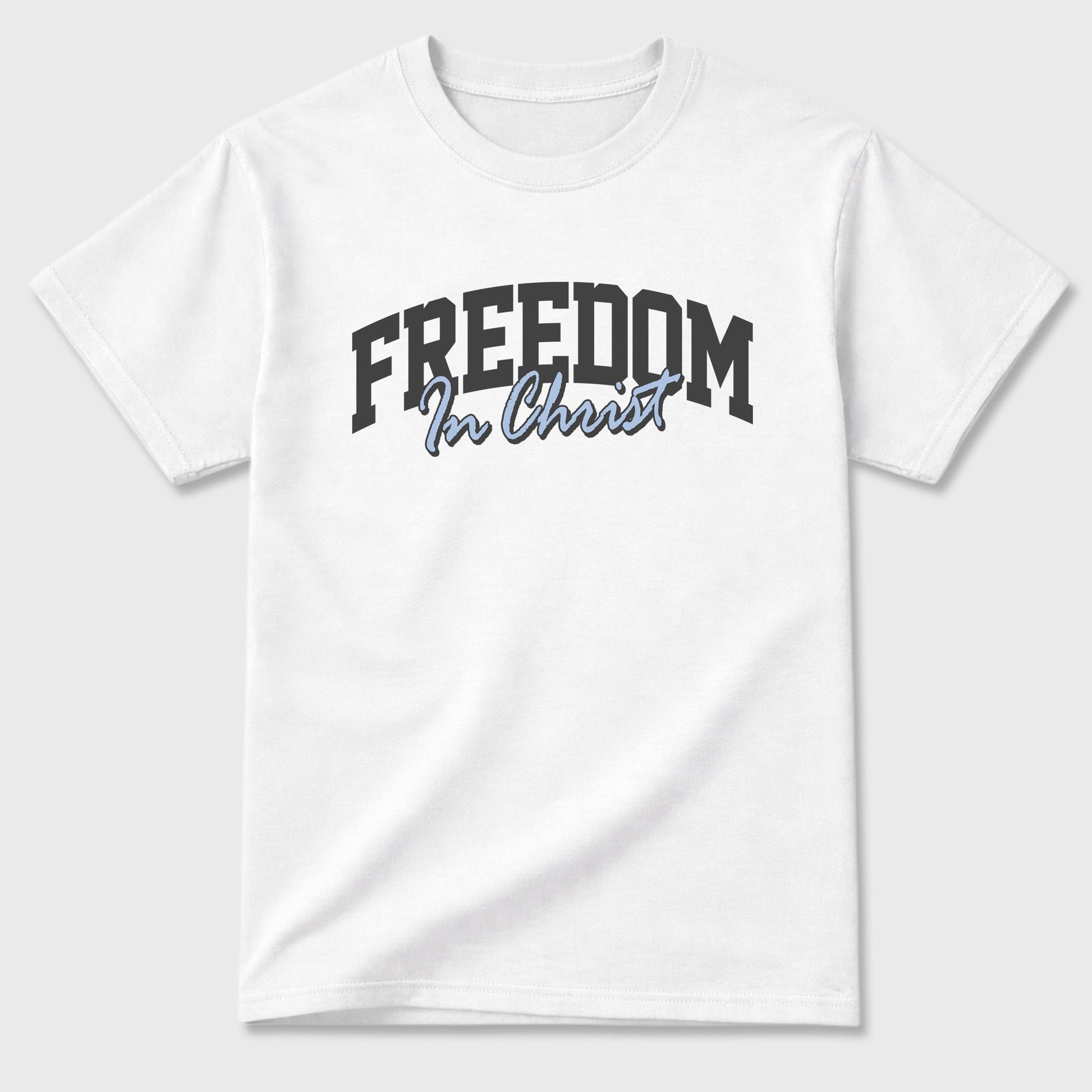 Sneakerfit for Sneakerheads – Sneaker Tees To Match Air Jordan 5 Wolf Grey Sneakers – Freedom In Christ Tee White 2
