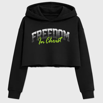 Sneakerfit for Sneakerheads – Sneaker Tees To Match Air Max 95 Neon Yellow Sneakers – Freedom In Christ Crop T-Shirt Black 2