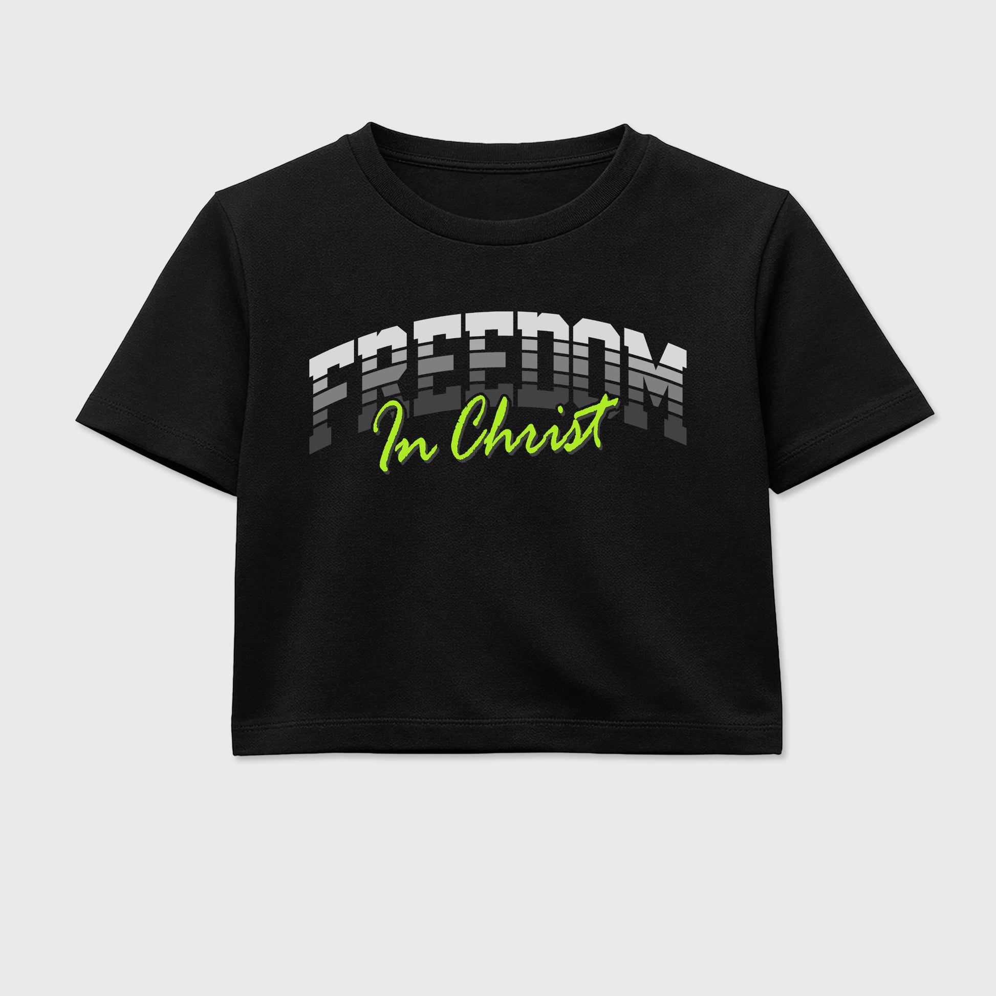 Sneakerfit for Sneakerheads – Sneaker Tees To Match Air Max 95 Neon Yellow Sneakers – Freedom In Christ Crop T-Shirt Black 2