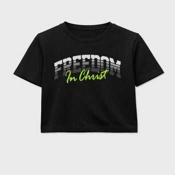 Sneakerfit for Sneakerheads – Sneaker Tees To Match Air Max 95 Neon Yellow Sneakers – Freedom In Christ Crop T-Shirt Black 2