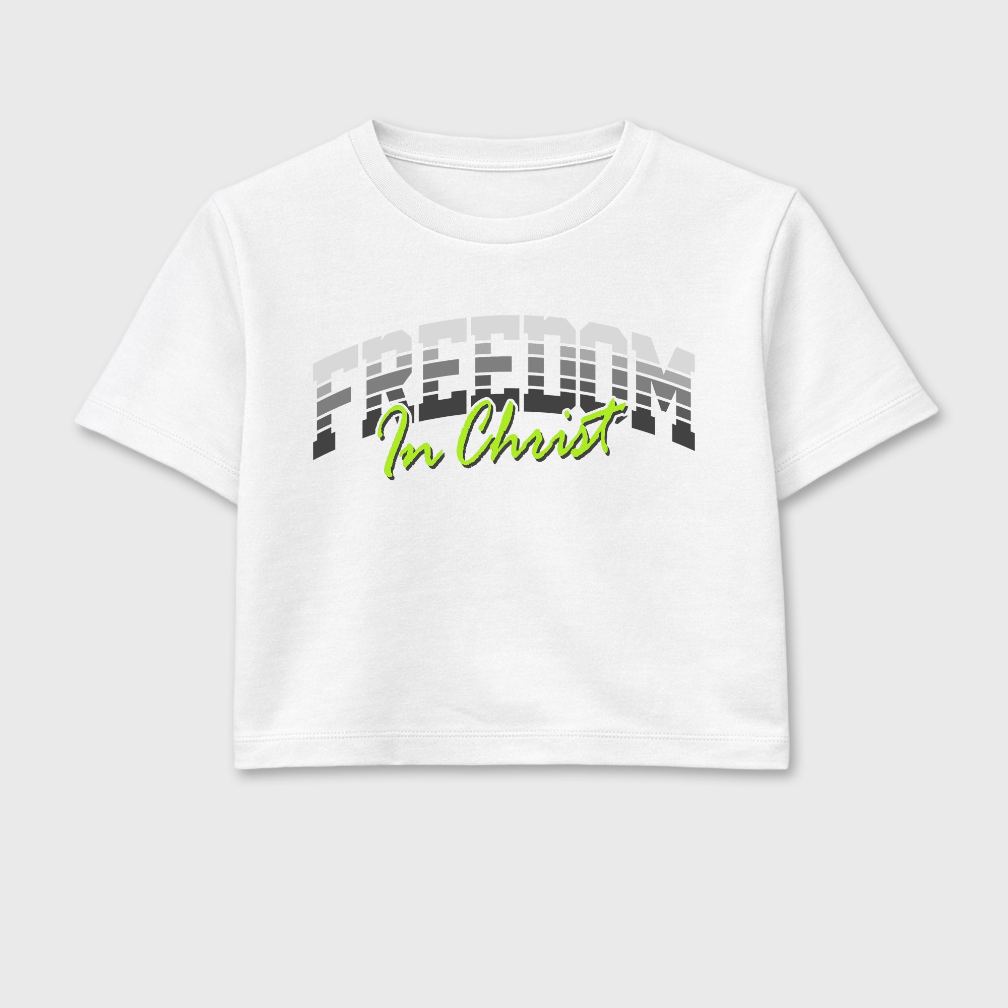 Sneakerfit for Sneakerheads – Sneaker Tees To Match Air Max 95 Neon Yellow Sneakers – Freedom In Christ Crop T-Shirt White 2