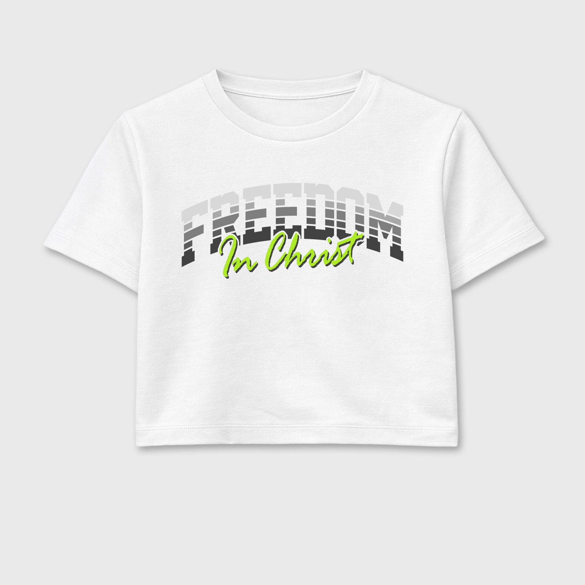 Sneakerfit for Sneakerheads – Sneaker Tees To Match Air Max 95 Neon Yellow Sneakers – Freedom In Christ Crop T-Shirt White 2