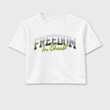 Sneakerfit for Sneakerheads – Sneaker Tees To Match Air Max 95 Neon Yellow Sneakers – Freedom In Christ Crop T-Shirt White 2