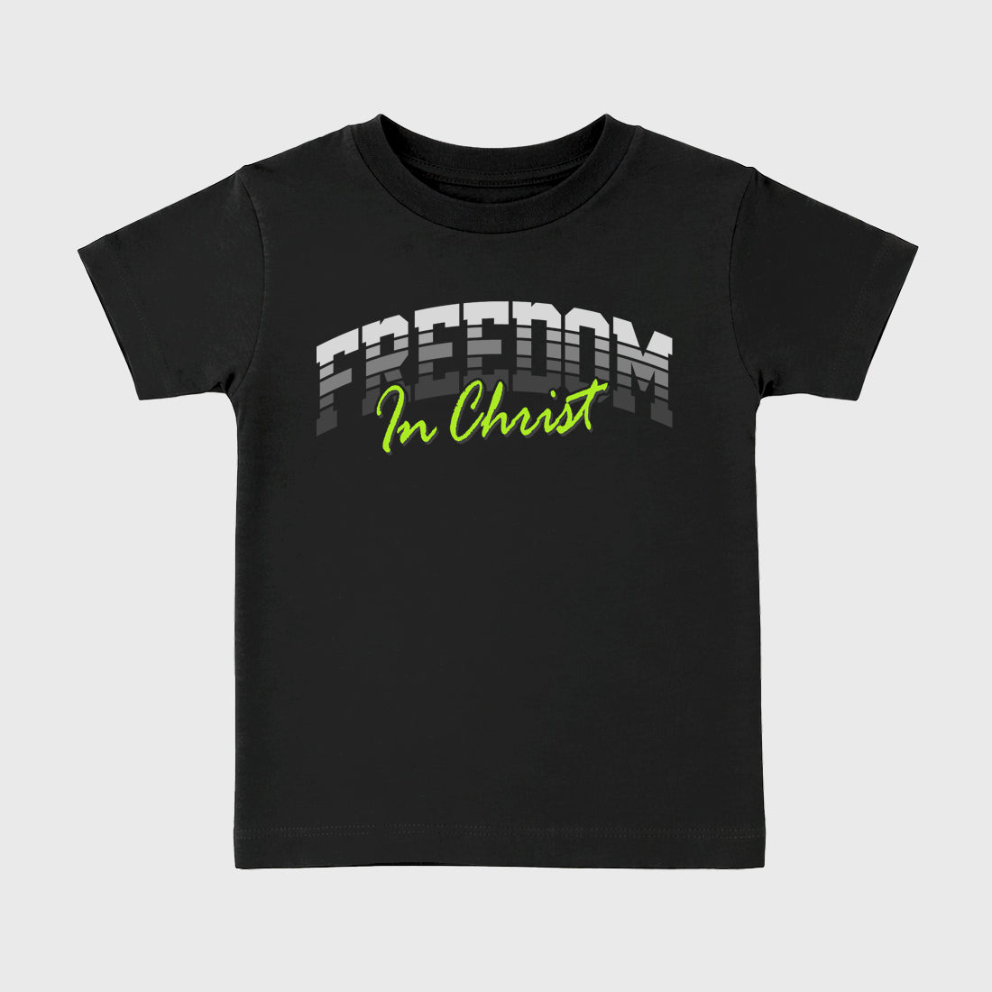Sneakerfit for Sneakerheads – Sneaker Tees To Match Air Max 95 Neon Yellow Sneakers – Freedom In Christ Kids T-Shirt Black 2