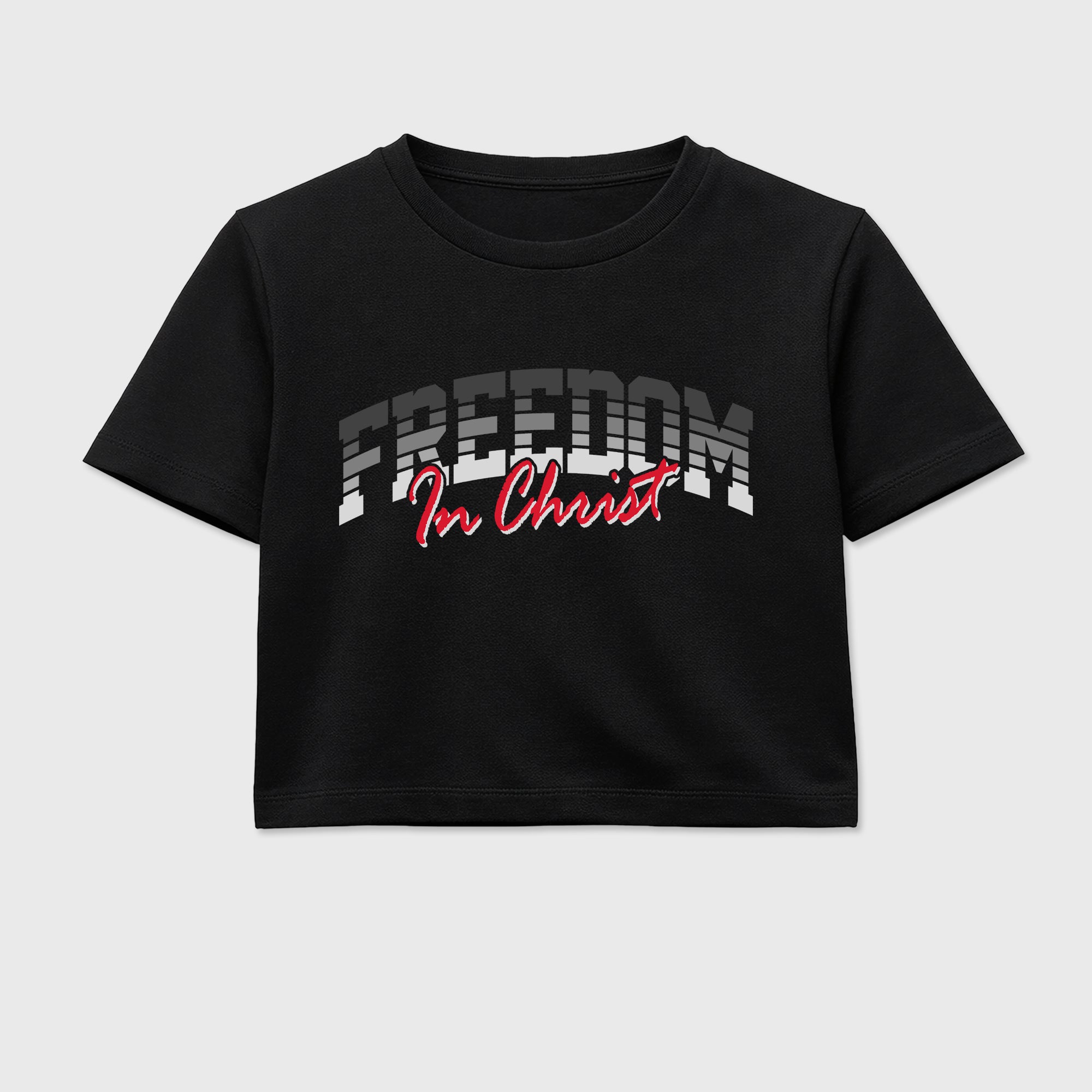 Freedom In Christ women’s crop tee designed to match the Air Max 95 Reverse Solar Red, featuring coordinated Black 2 options for a perfect streetwear vibe.