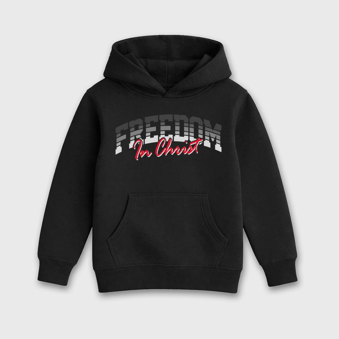 Freedom In Christ Baby & Kids Graphic Hoodie featuring original artwork designed to match the Air Max 95 Reverse Solar Red. Black 2 Kids Graphic Sweater.