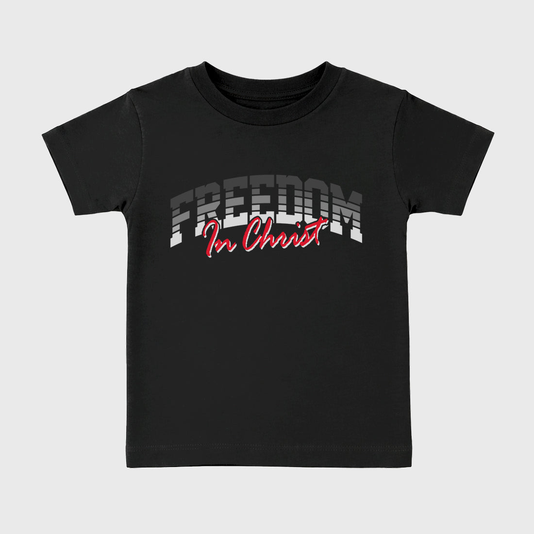 Freedom In Christ Baby & Kids Graphic T-Shirt featuring original artwork designed to match the Air Max 95 Reverse Solar Red. Black 2 Kids Graphic Tee.