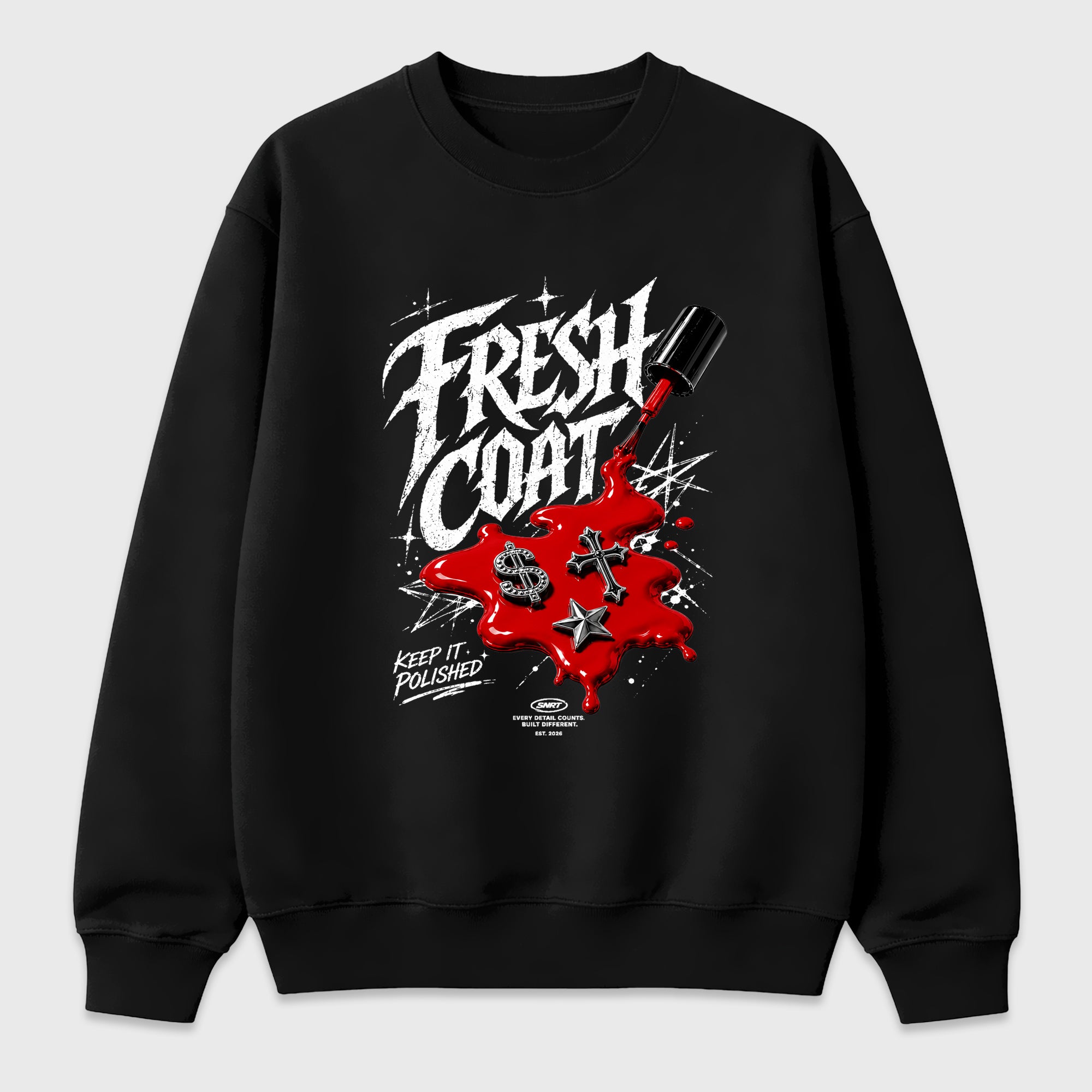 Fresh Coat Graphic T-Shirt featuring original streetwear artwork designed to match the Air Jordan 1 Nails and Grails. Black 2 Graphic Tee.