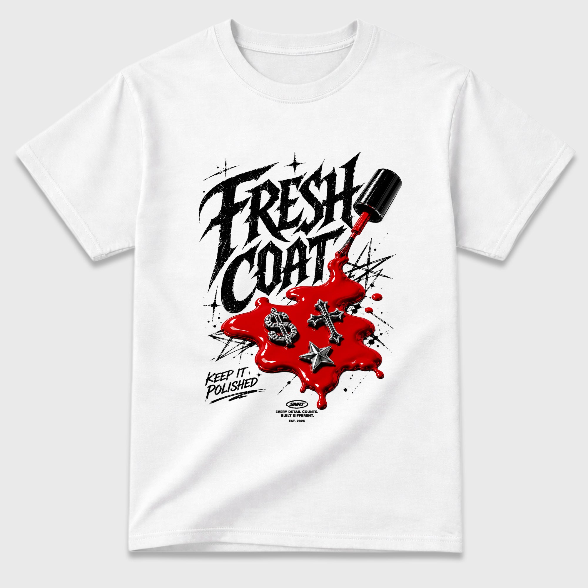 Fresh Coat Graphic T-Shirt featuring original streetwear artwork designed to match the Air Jordan 1 Nails and Grails. White 2 Graphic T-Shirt.