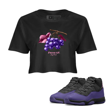 Sneaker match tees – Sneaker Tees To Match Air Jordan 11 Canyon Purple Shoes – Fresh Grape Crop T-Shirt Black 1